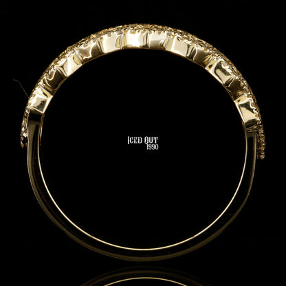 Round Cut Moissanite Cuban Chain Design Ring