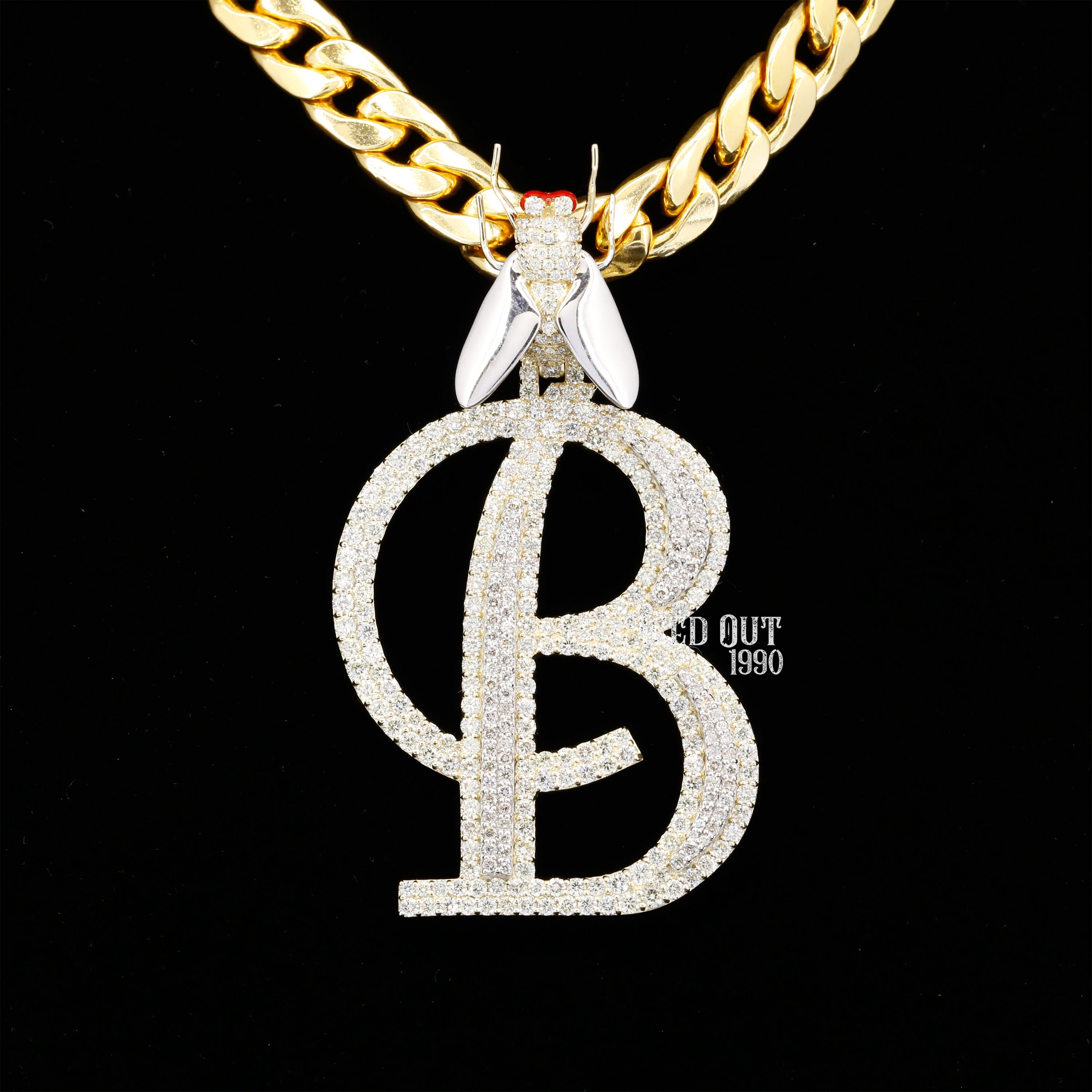 7.18 Carat B Initial Round Shape Moissanite Diamond Totally Iced Out Stylish Hip Hop Pendant