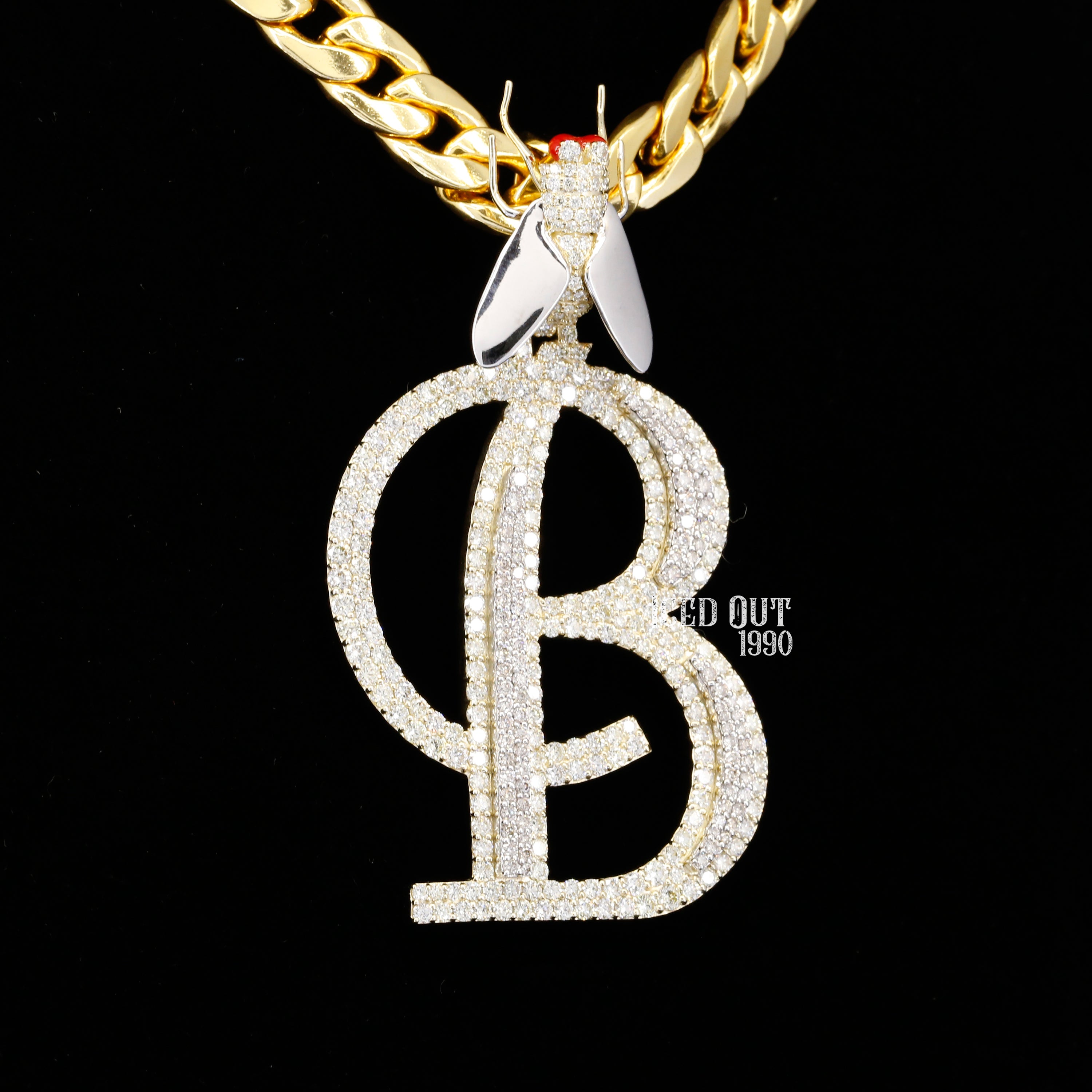 7.18 Carat B Initial Round Shape Moissanite Diamond Totally Iced Out Stylish Hip Hop Pendant