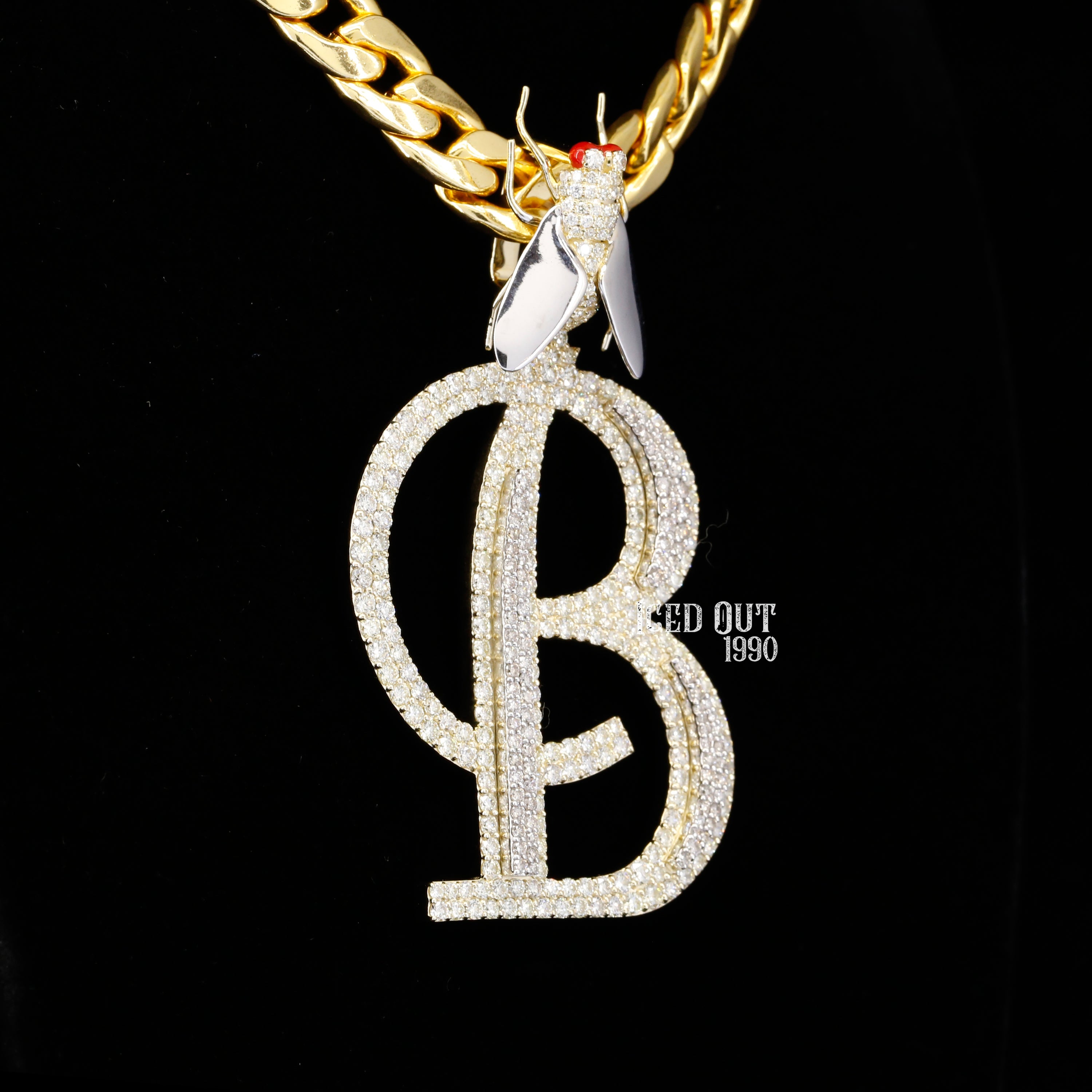 7.18 Carat B Initial Round Shape Moissanite Diamond Totally Iced Out Stylish Hip Hop Pendant