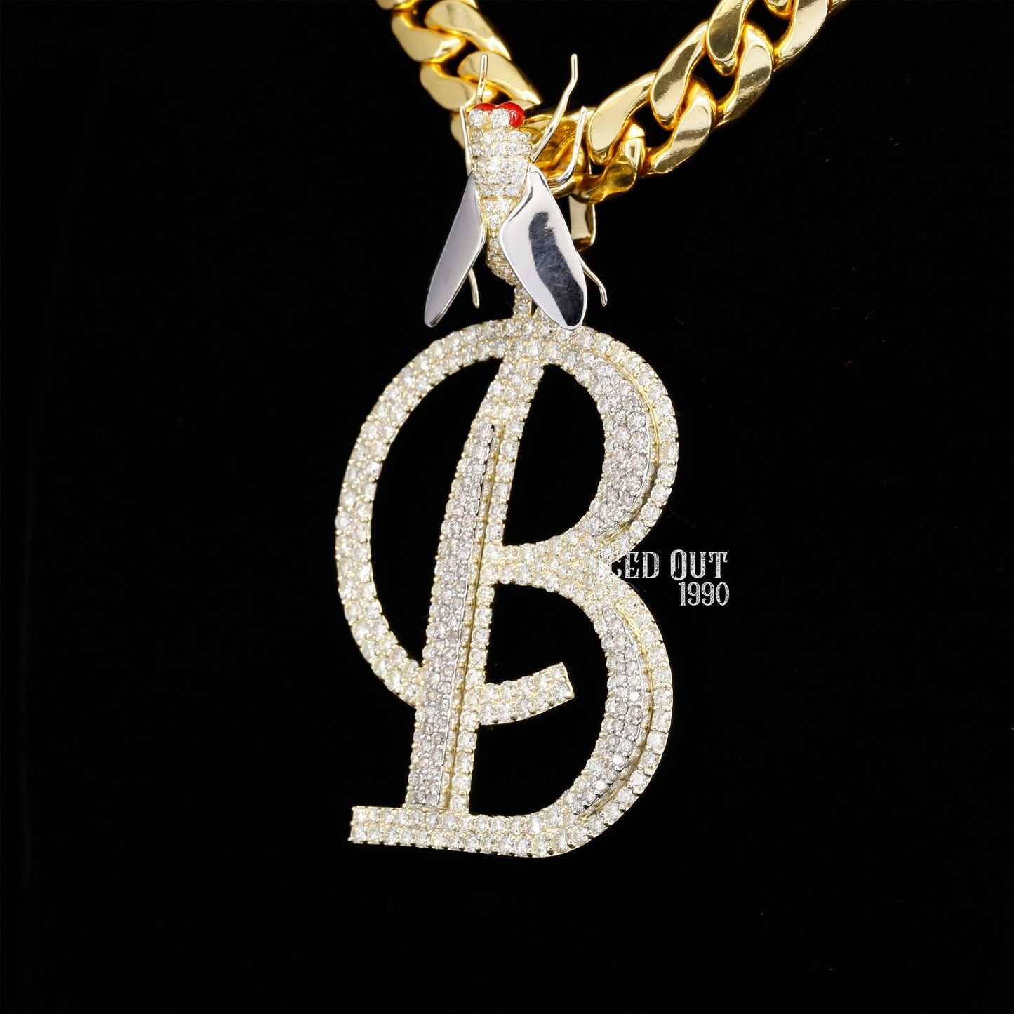 7.18 Carat B Initial Round Shape Moissanite Diamond Totally Iced Out Stylish Hip Hop Pendant