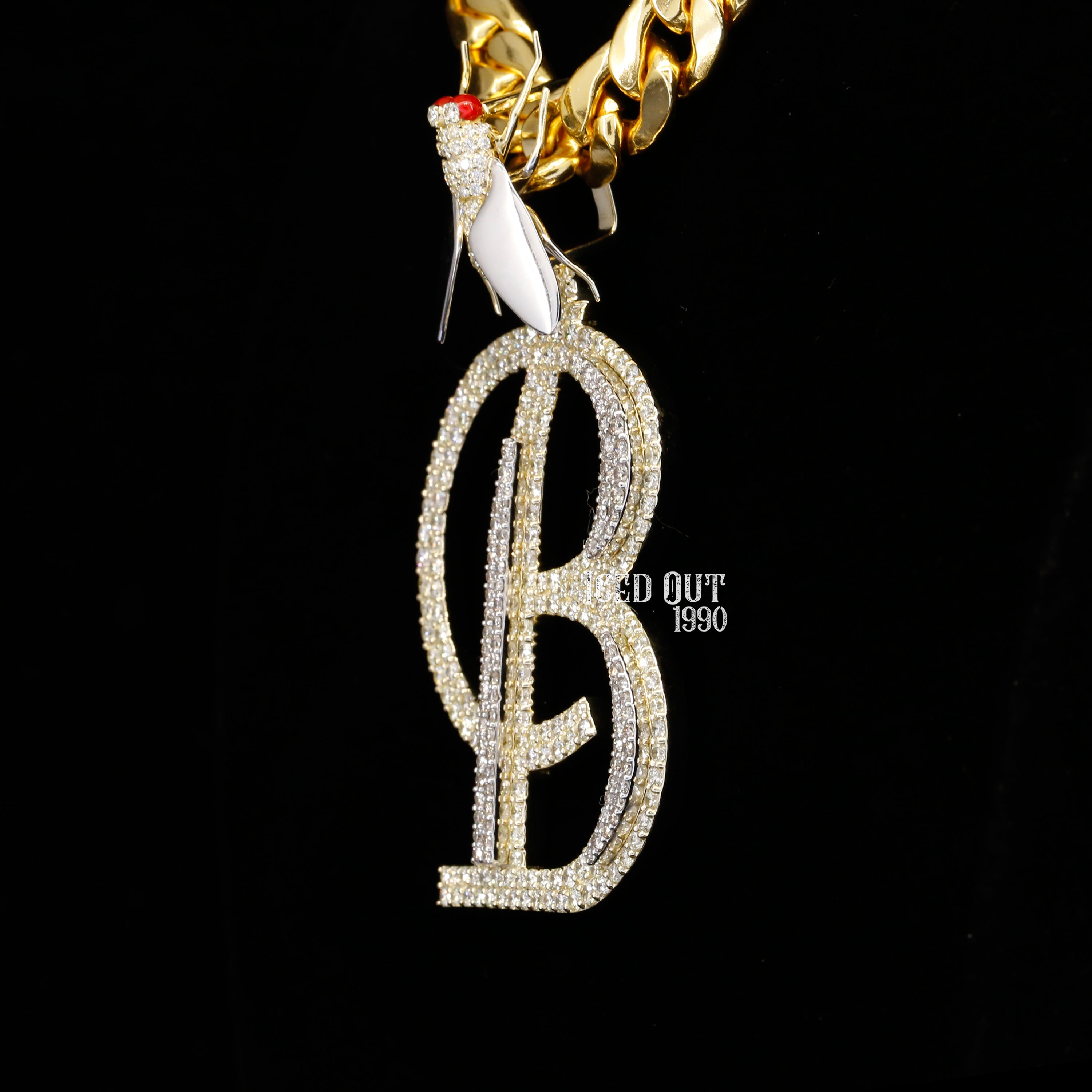 7.18 Carat B Initial Round Shape Moissanite Diamond Totally Iced Out Stylish Hip Hop Pendant