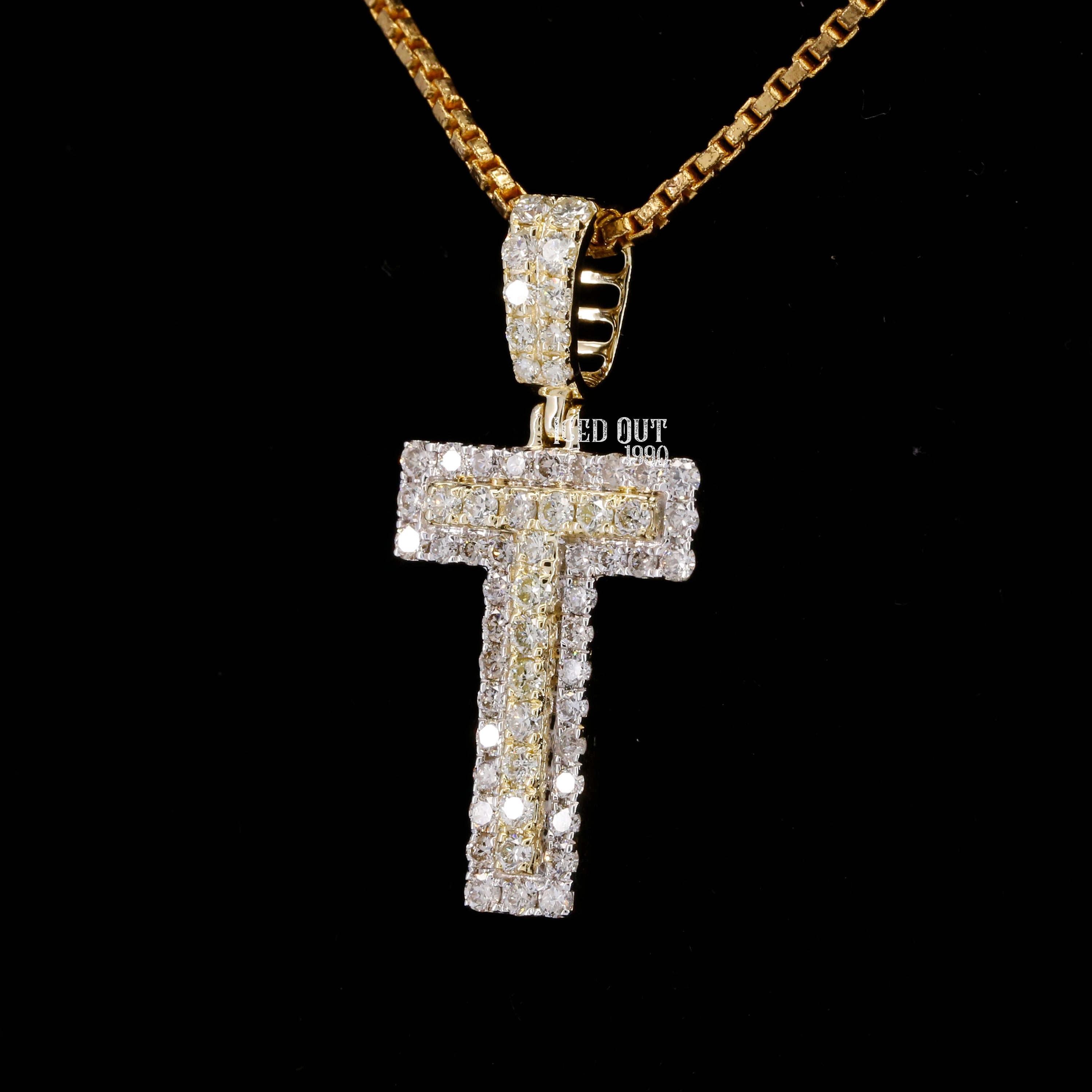 T Initial Moissanite Diamond Totally Iced Out Hip Hop Style Pendant