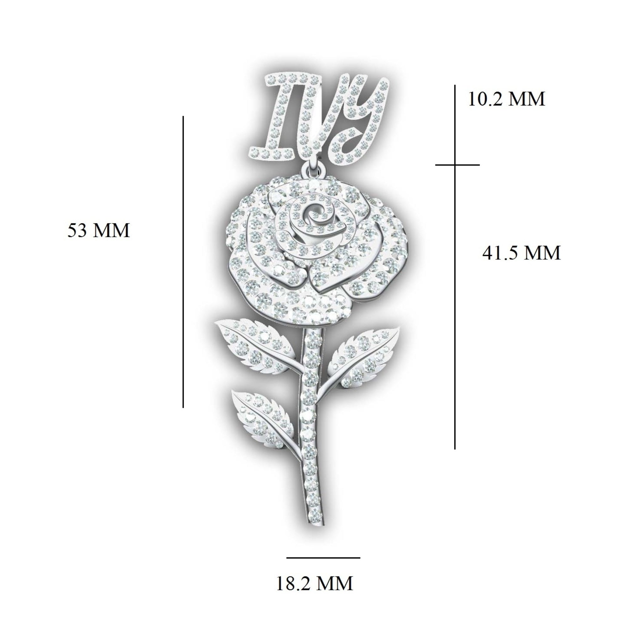 Flower Shaped Iced Out VVS Moissanite Name Pendant