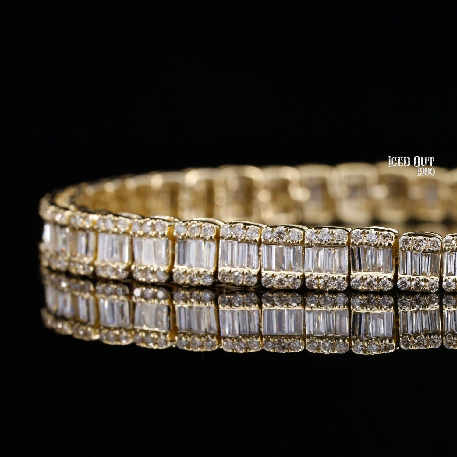 Baguette Cut And Round Cut Moissanite Hip Hop Tennis Bracelet