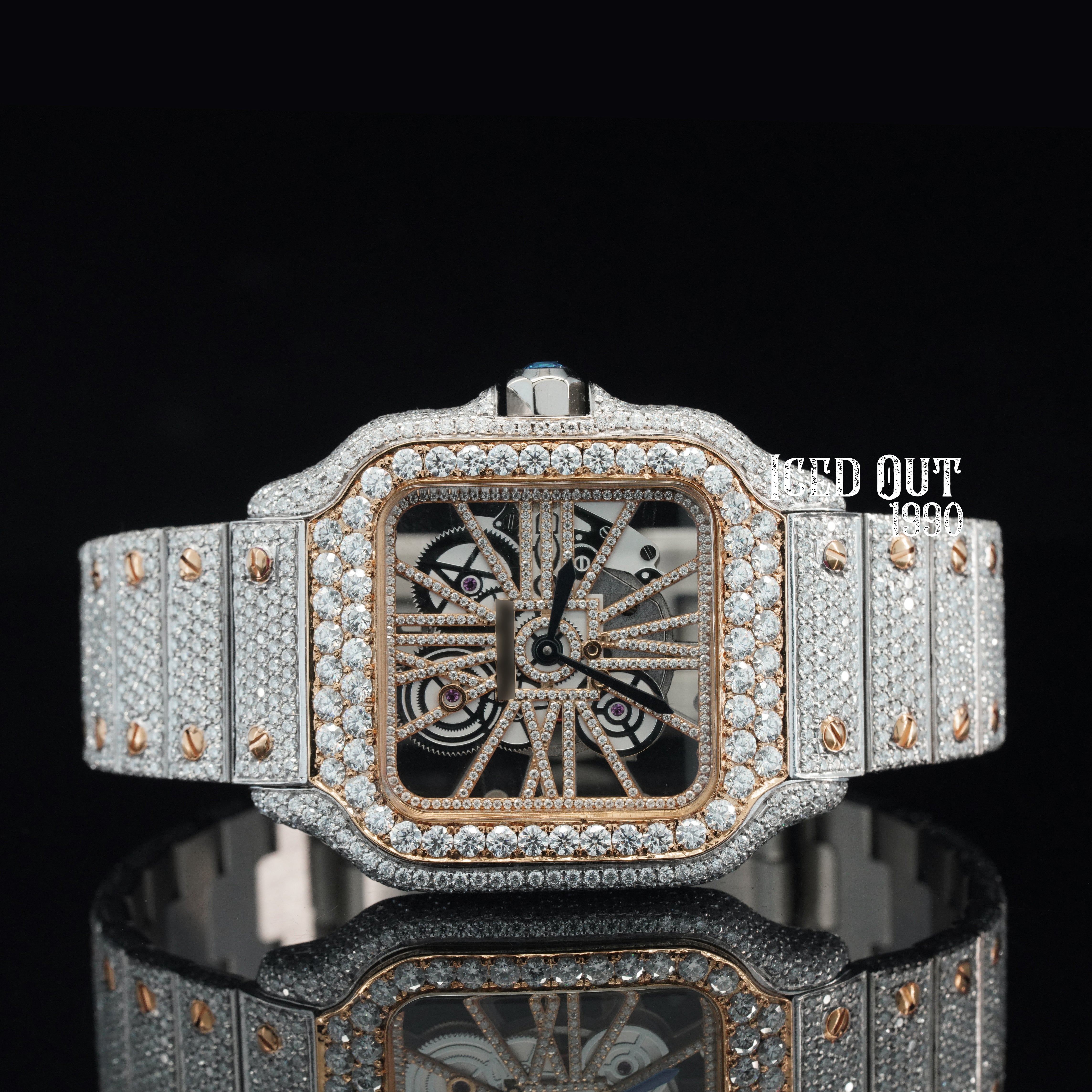 Moissanite Watch For Men Hip Hop Iced Out Watch Sapphire Crystal Glass