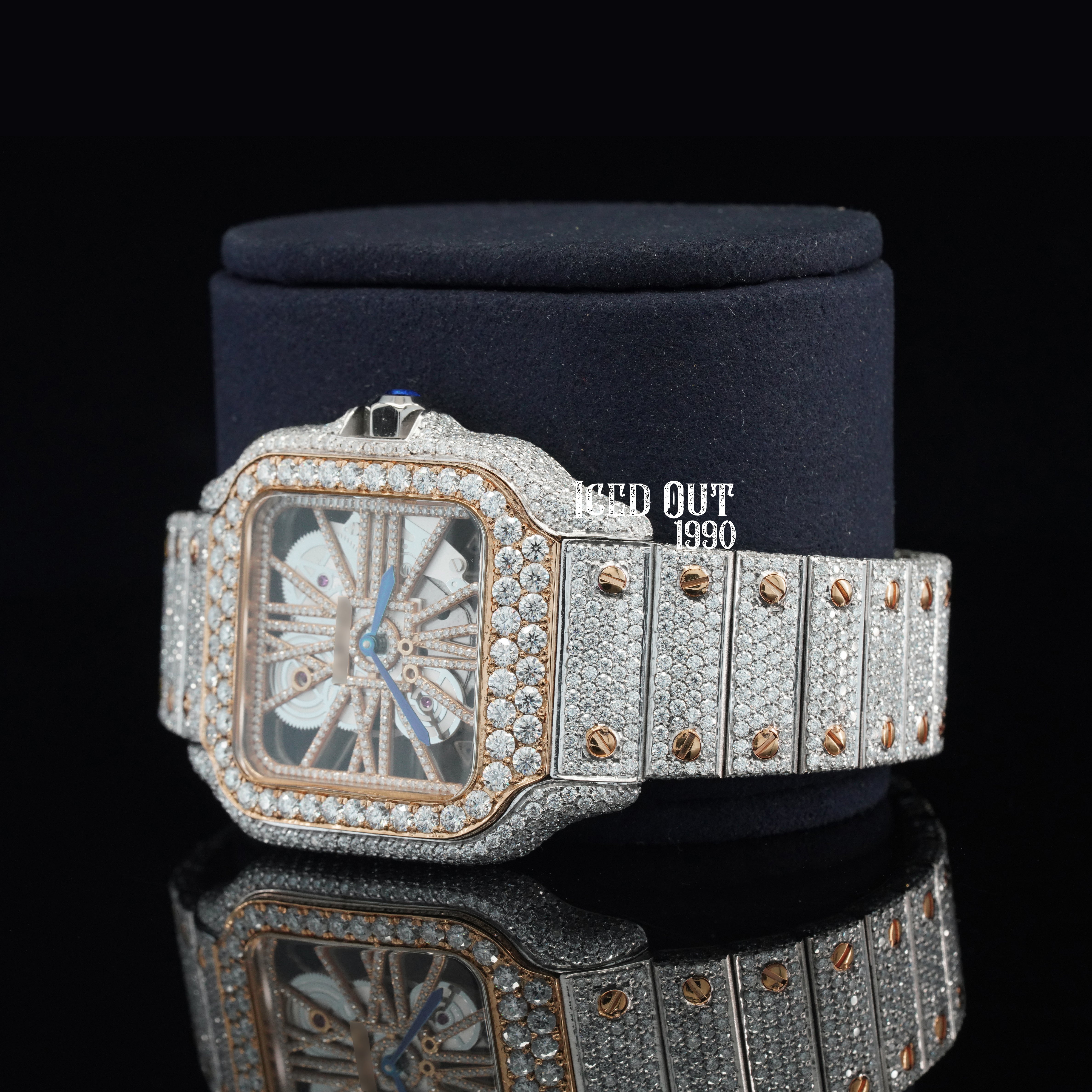 Moissanite Watch For Men Hip Hop Iced Out Watch Sapphire Crystal Glass