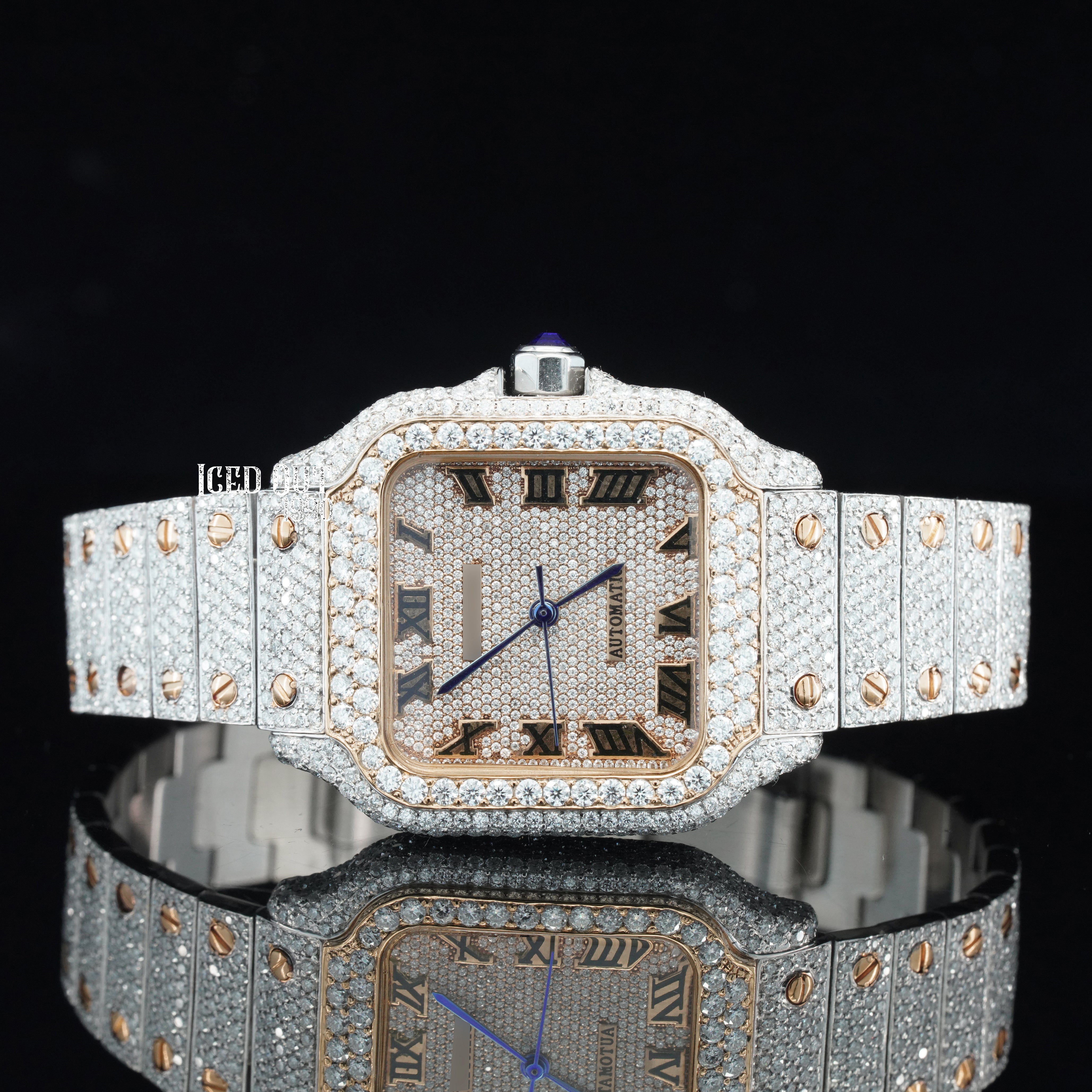 Elegant look Vintage Style Totally Iced Out And Automatic Men's Wrist Moissanite Watch