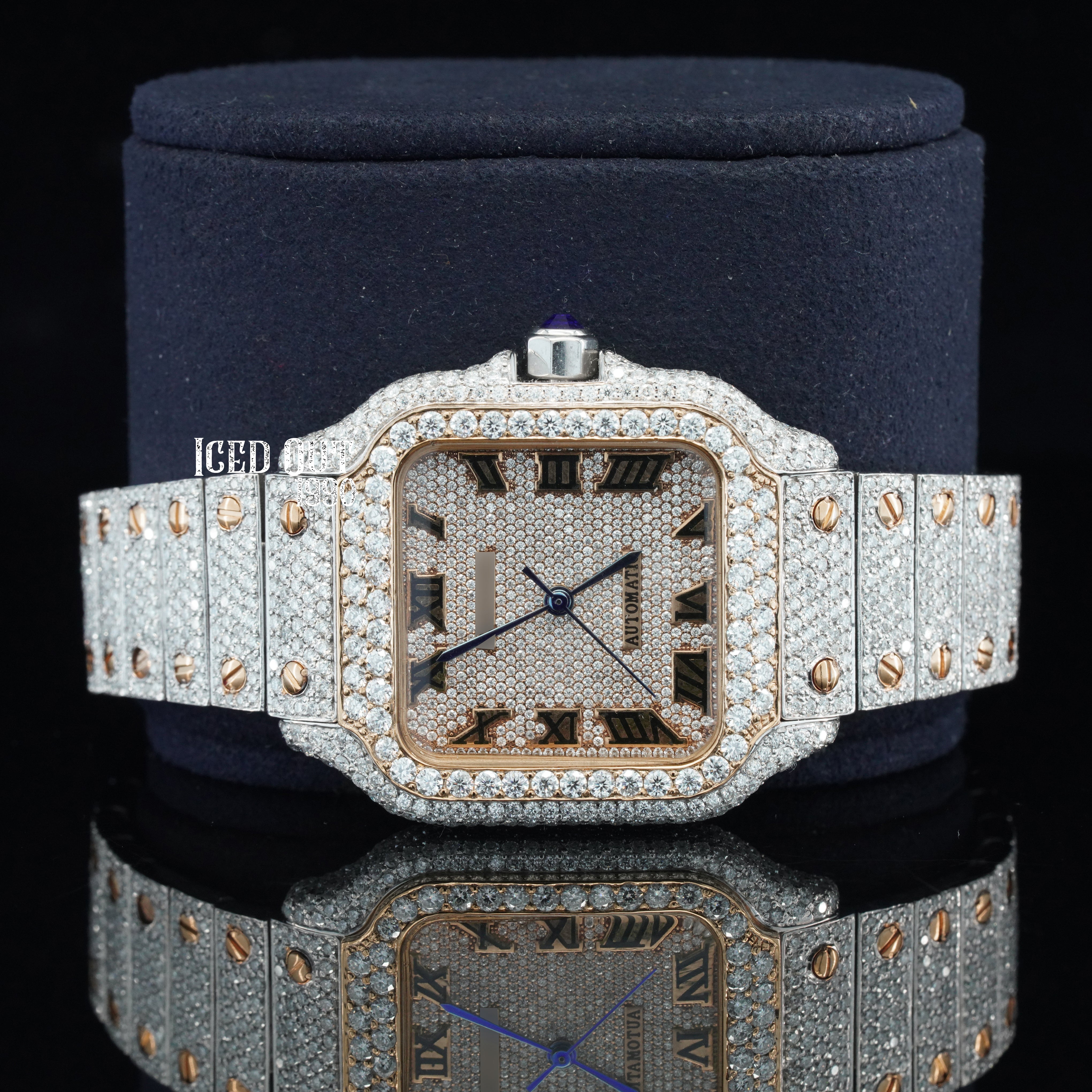 Elegant look Vintage Style Totally Iced Out And Automatic Men's Wrist Moissanite Watch