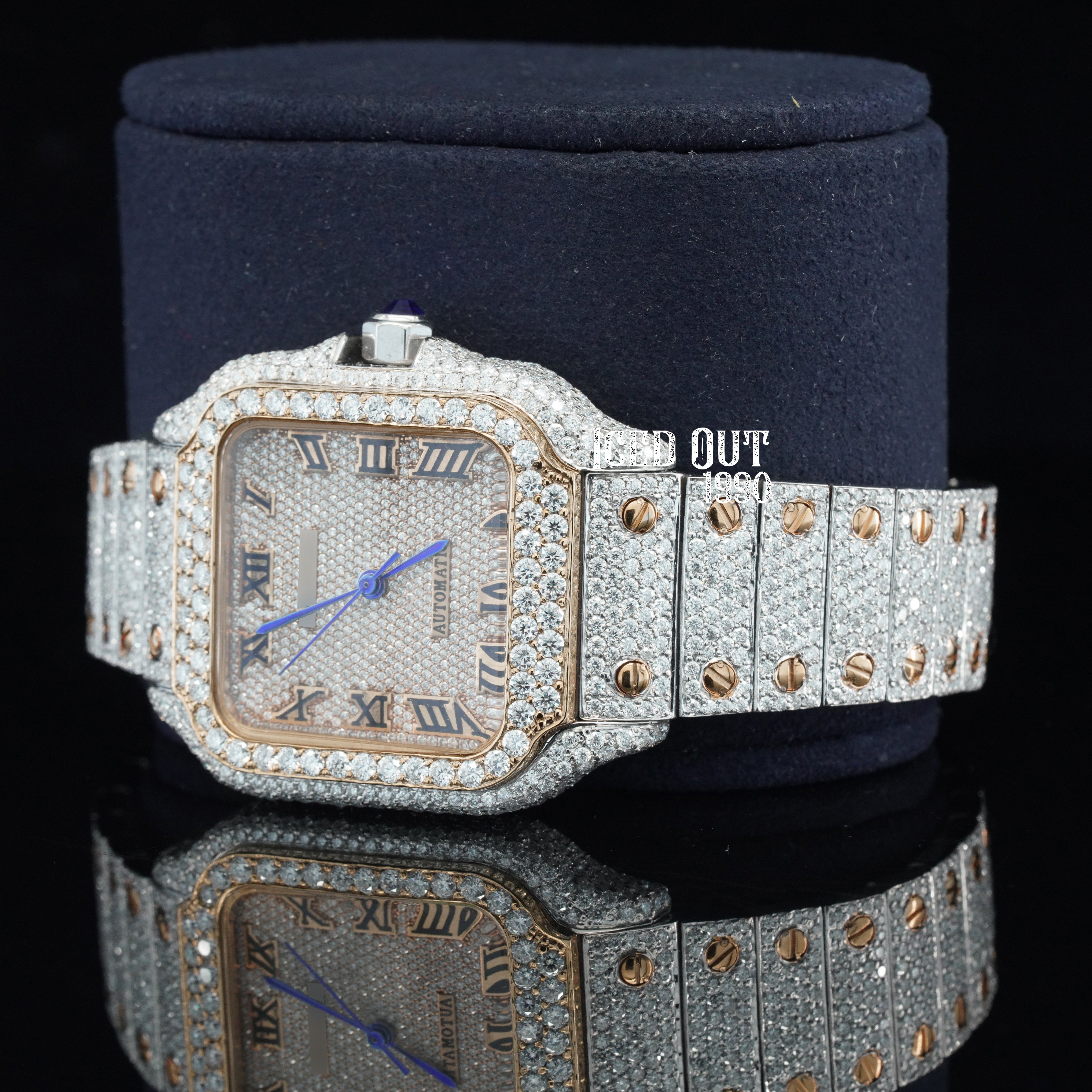 Elegant look Vintage Style Totally Iced Out And Automatic Men's Wrist Moissanite Watch