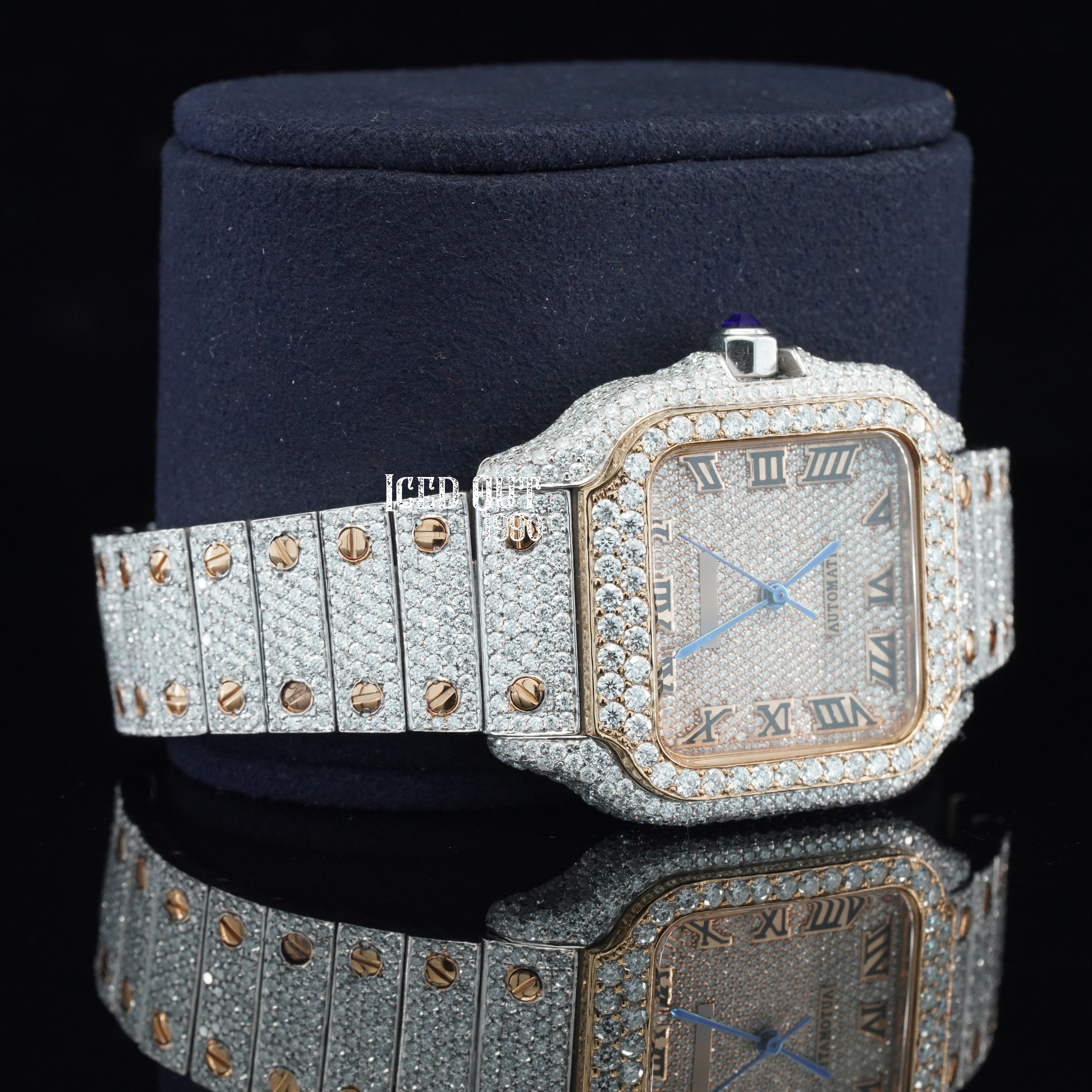 Elegant look Vintage Style Totally Iced Out And Automatic Men's Wrist Moissanite Watch