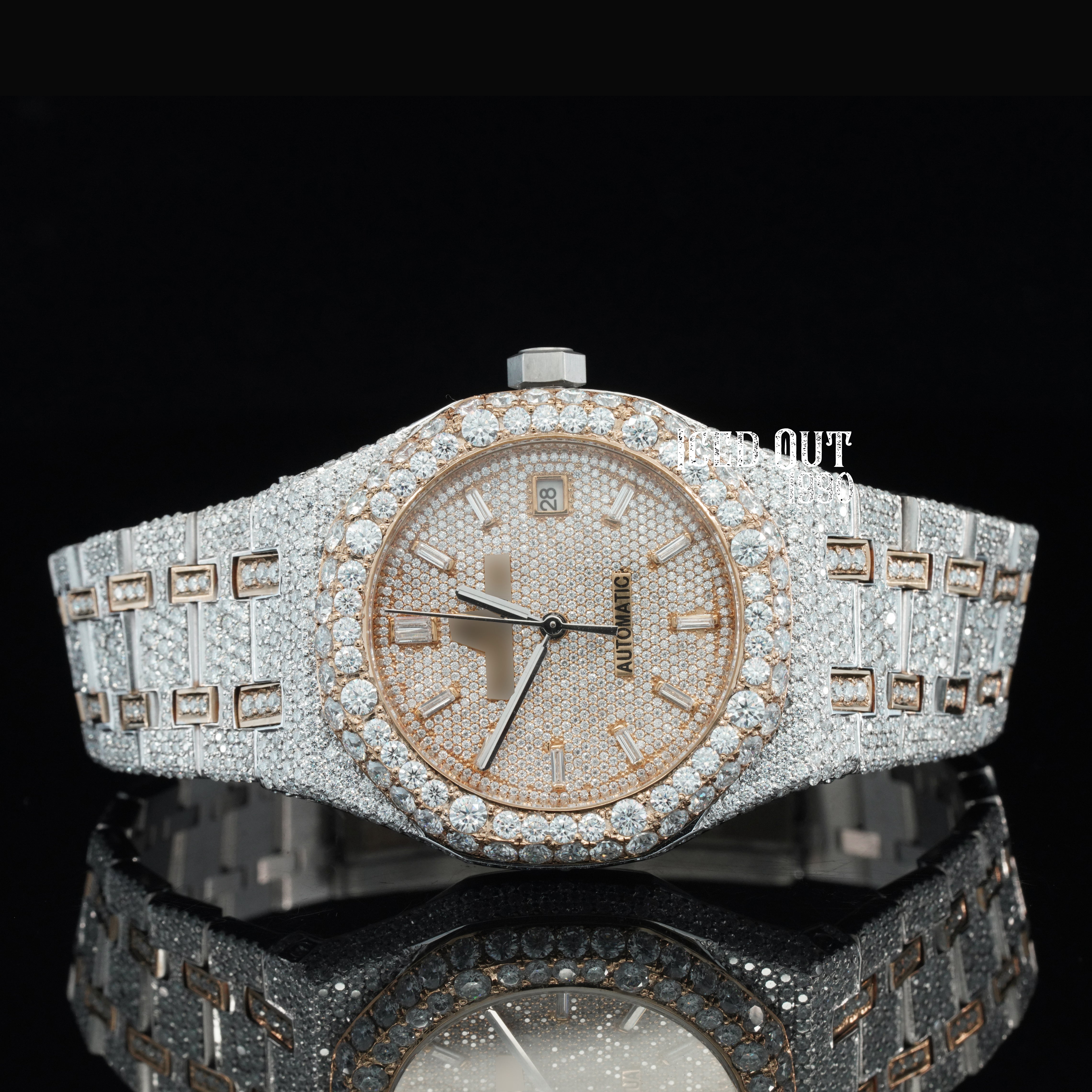 Magnificent Elegant Look Moissanite Diamond Iced Out Bust Down Watch For Men