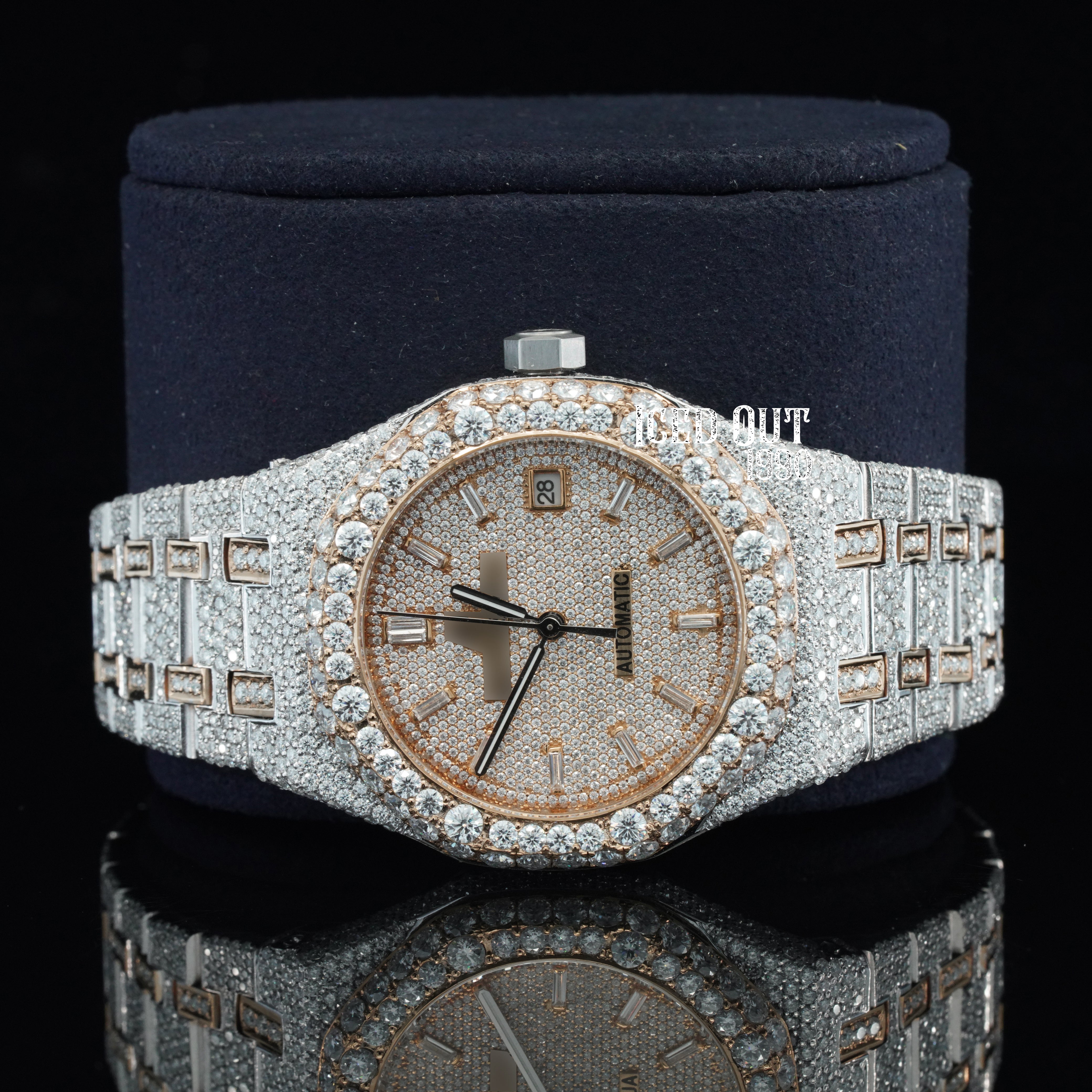 Magnificent Elegant Look Moissanite Diamond Iced Out Bust Down Watch For Men