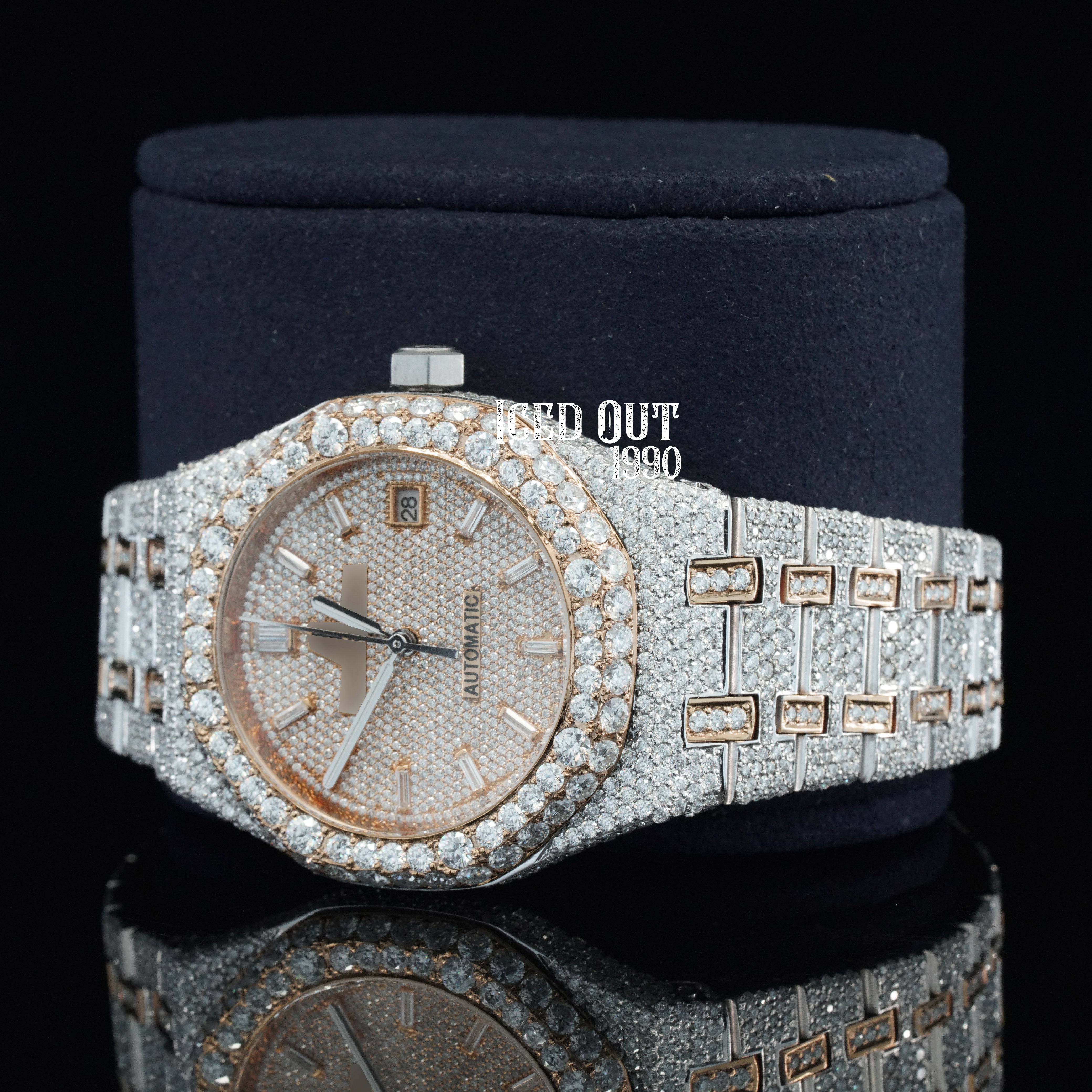 Magnificent Elegant Look Moissanite Diamond Iced Out Bust Down Watch For Men