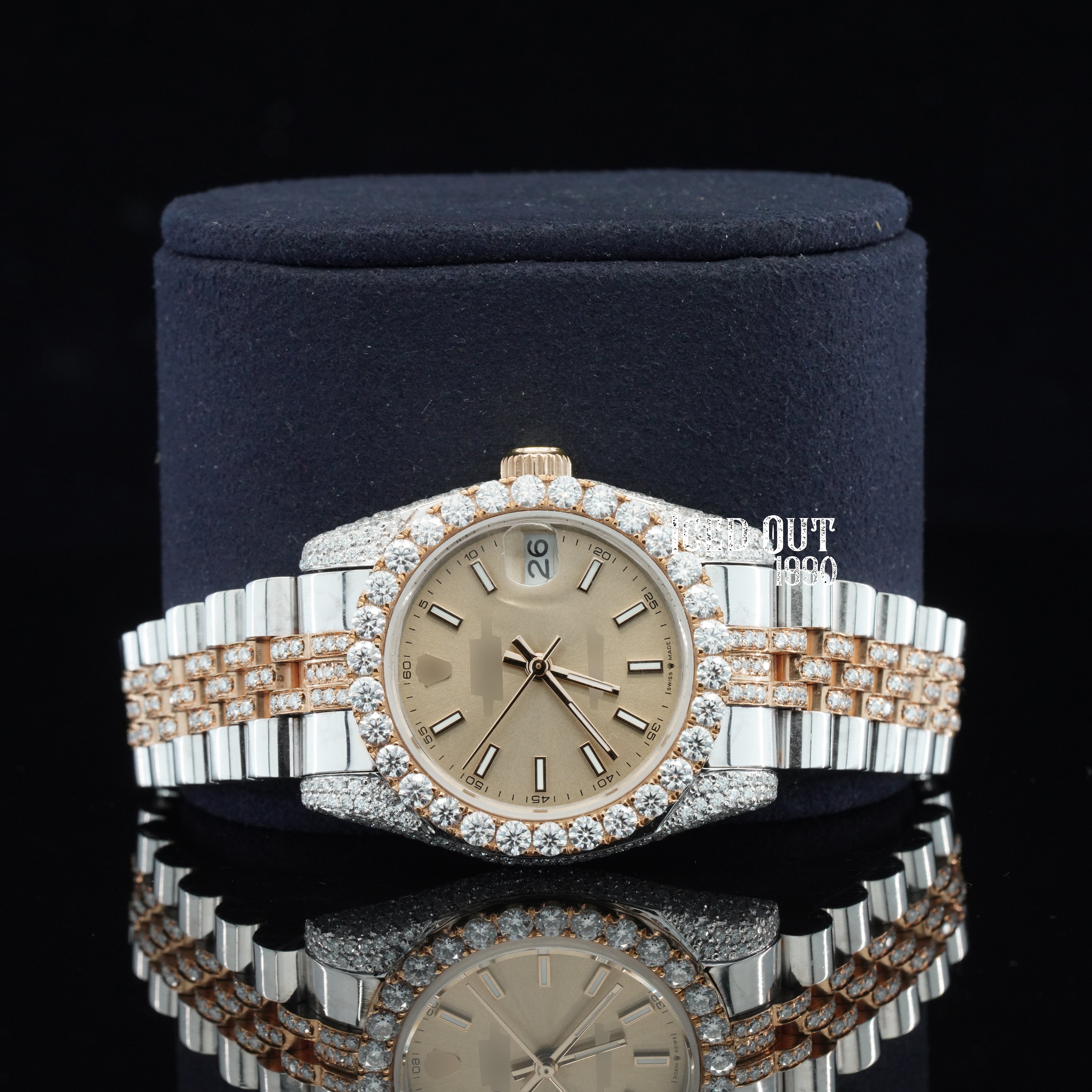 Elegant Look Moissanite Diamond Fully Iced Out & Automatic Business Watch For Women