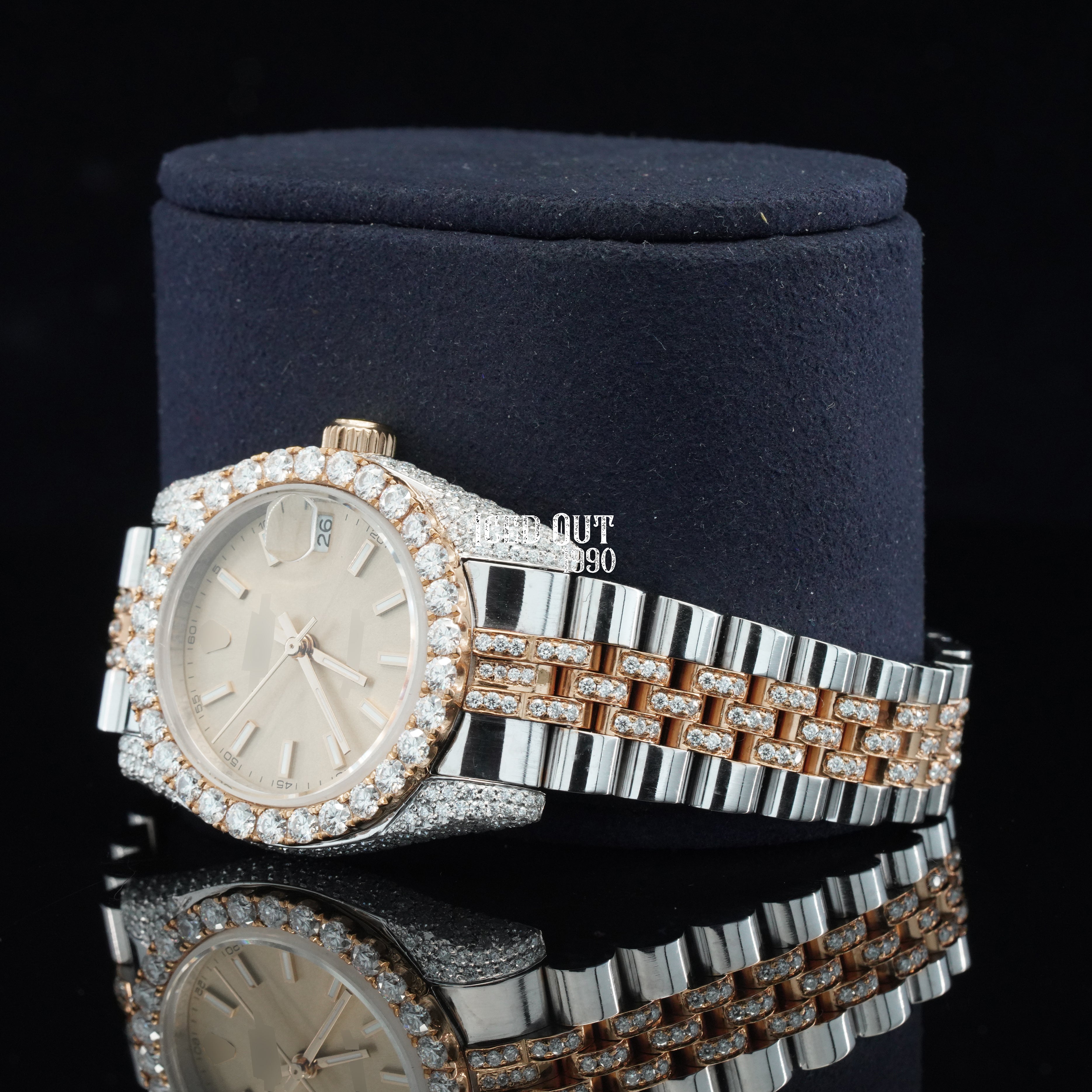 Elegant Look Moissanite Diamond Fully Iced Out & Automatic Business Watch For Women