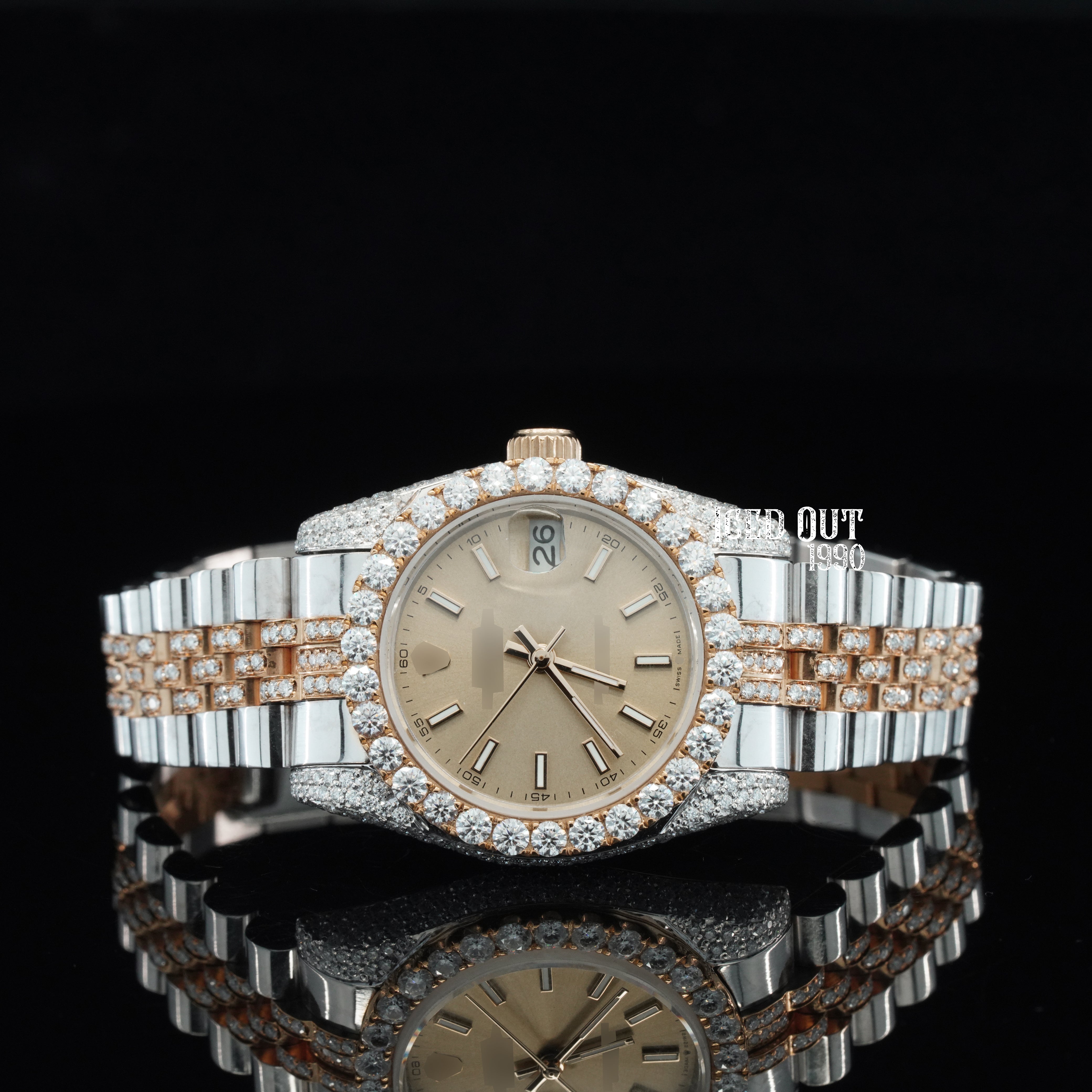 Elegant Look Moissanite Diamond Fully Iced Out & Automatic Business Watch For Women