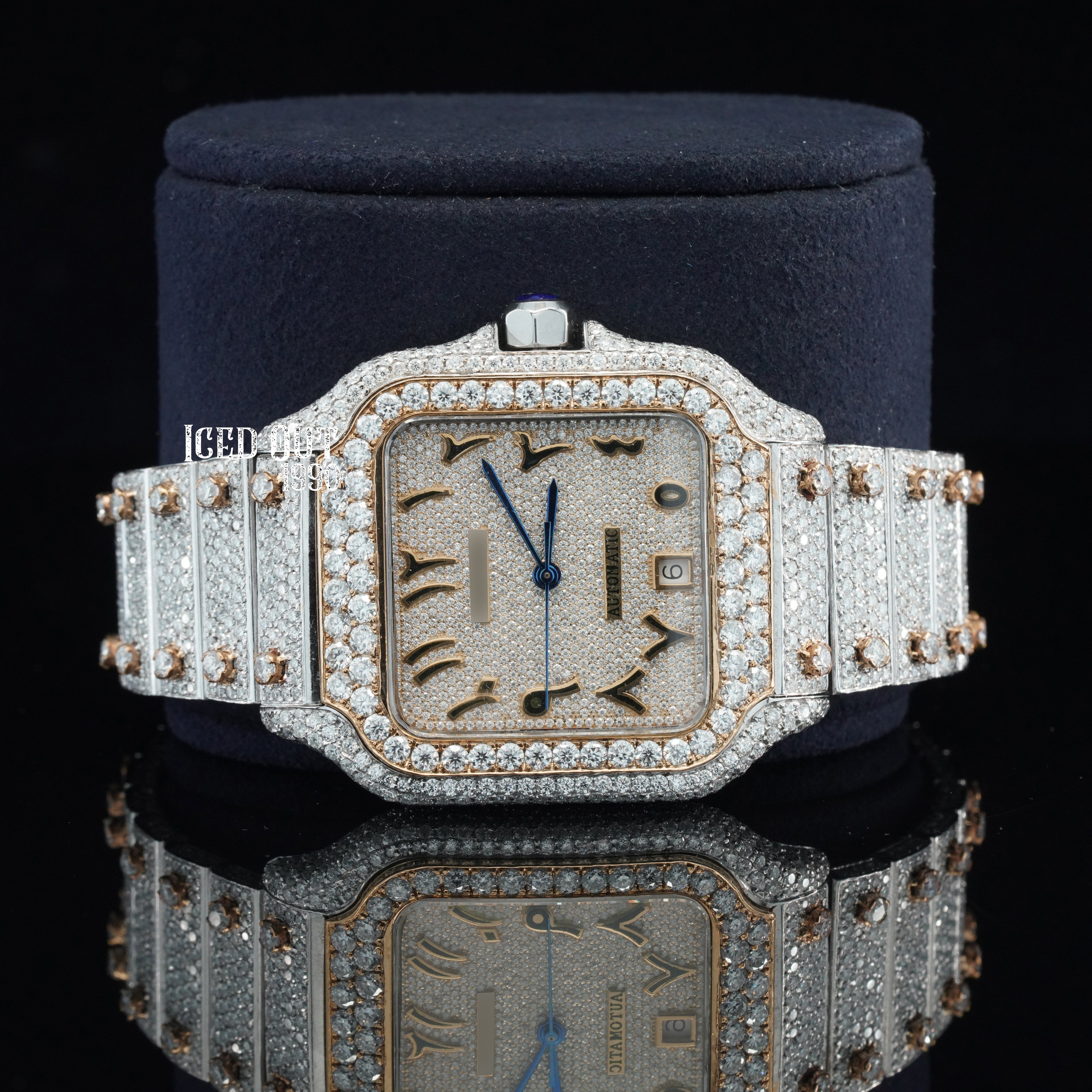 Epic Design Arabian Number Fully Iced Out And Automatic Moissanite Watch For Men