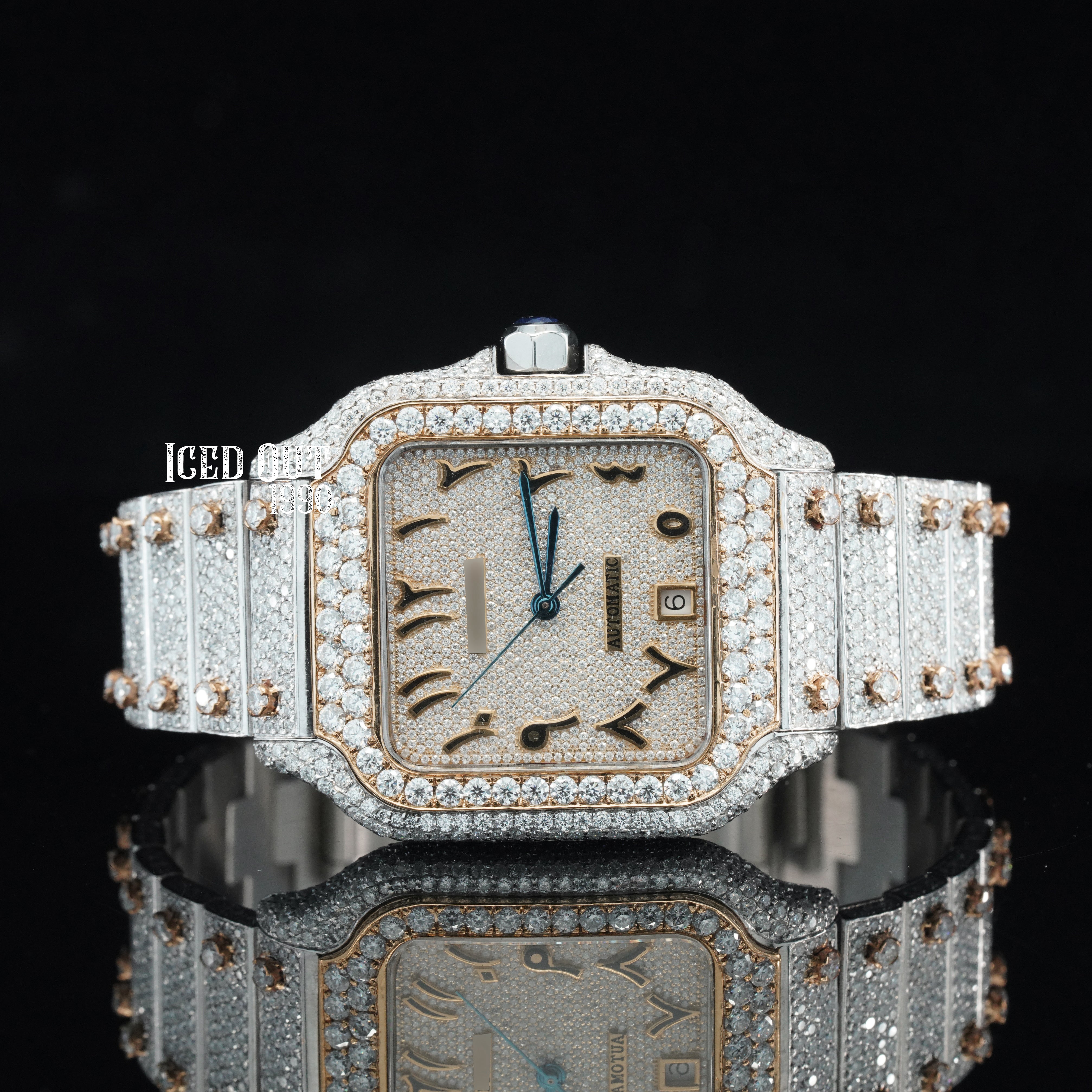 Epic Design Arabian Number Fully Iced Out And Automatic Moissanite Watch For Men