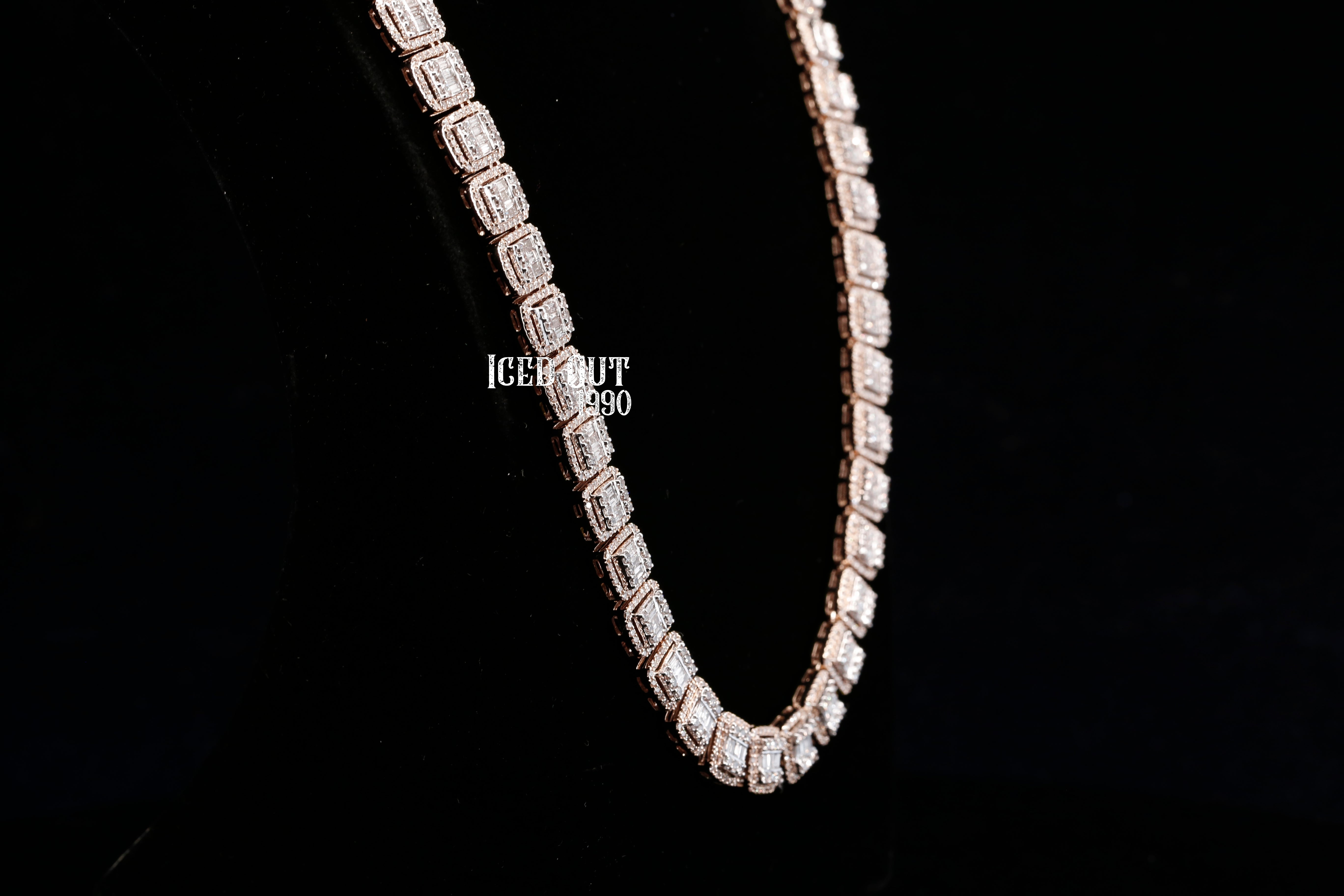 Baguette and Round Moissanite Tennis Hip Hop Chain