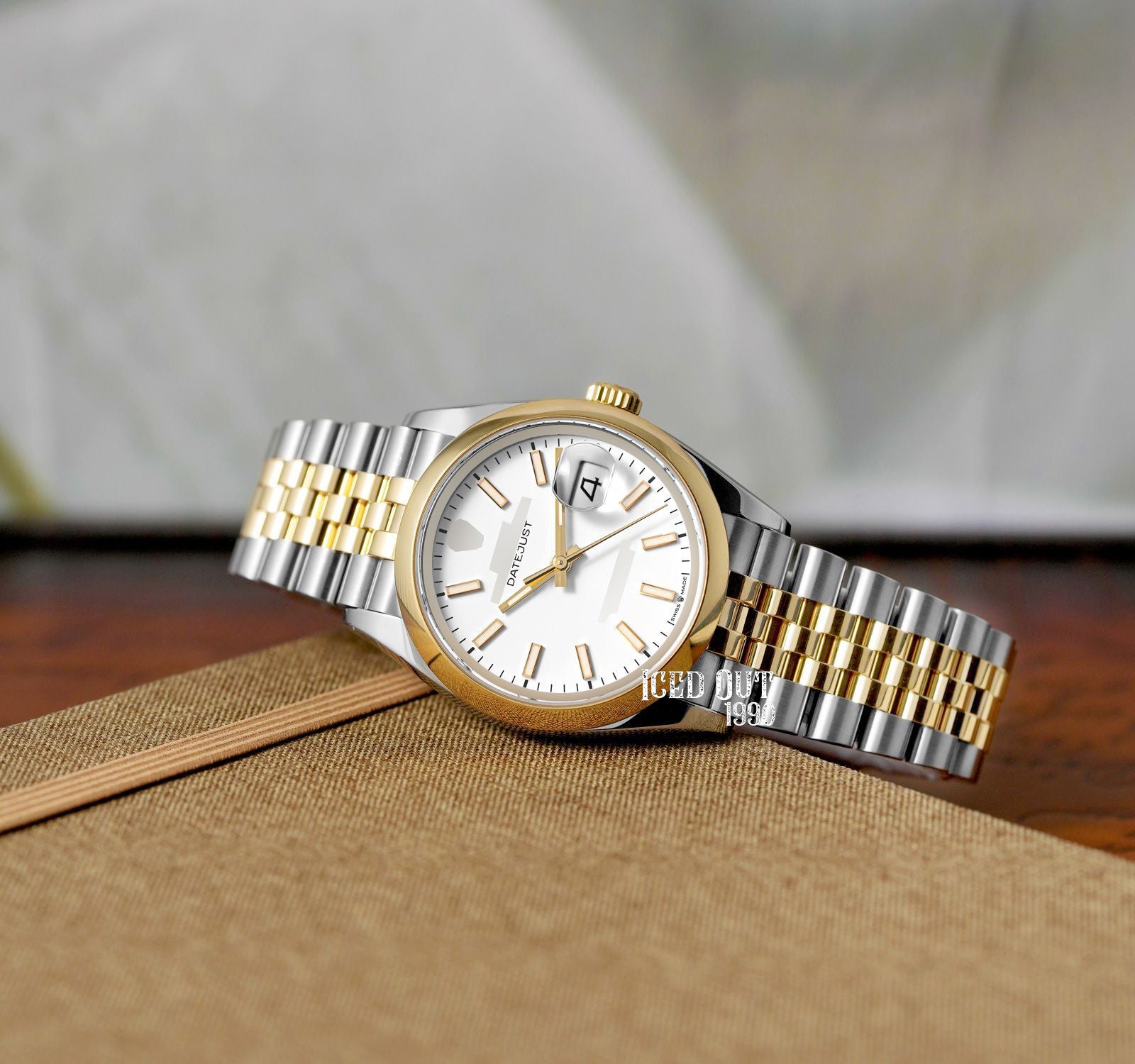 White and Gold Watch in Premium Stainless Steel For Formal Business Men