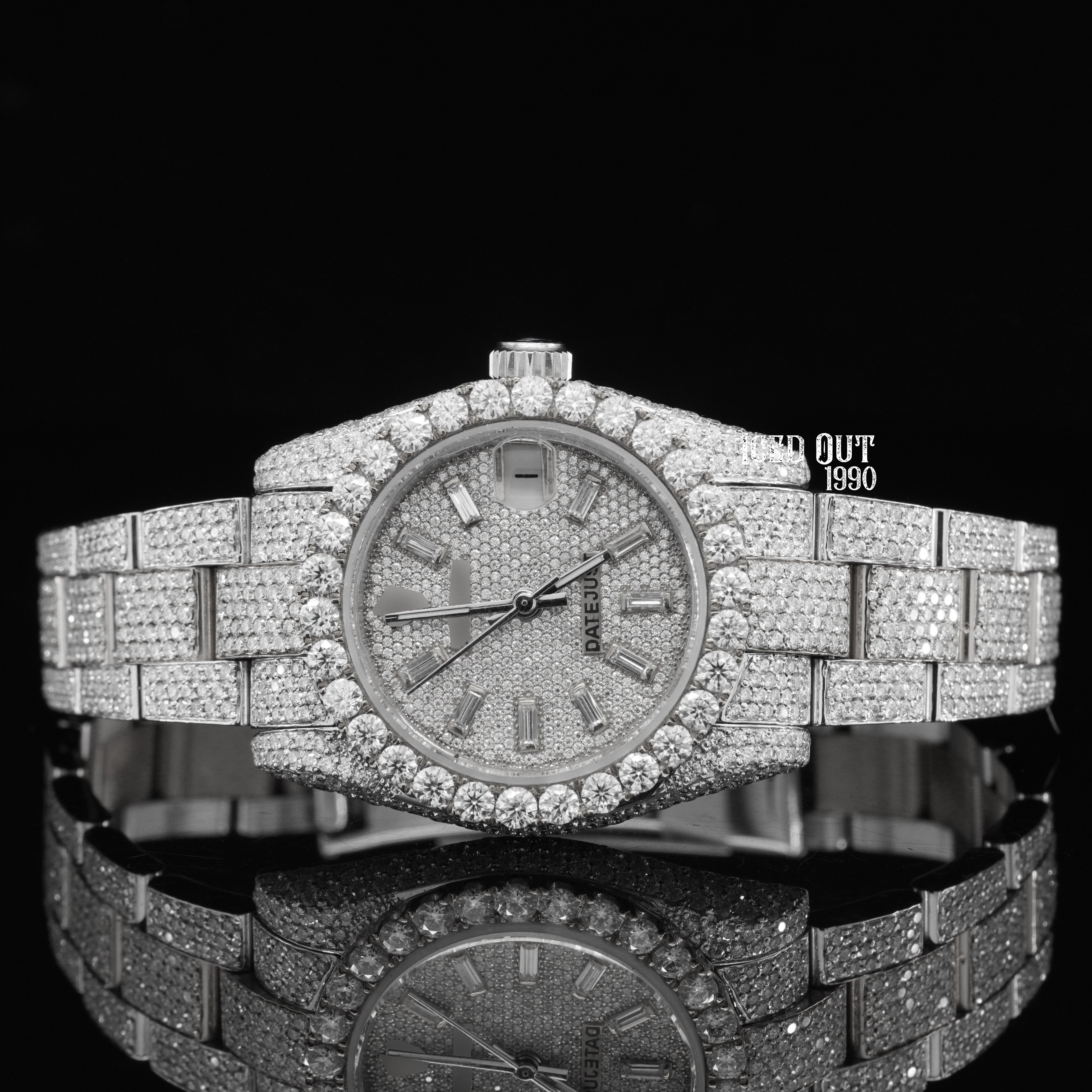 Amazing Quality Moissanite Diamond Two Tone Totally Iced Out Automatic Women's Watch