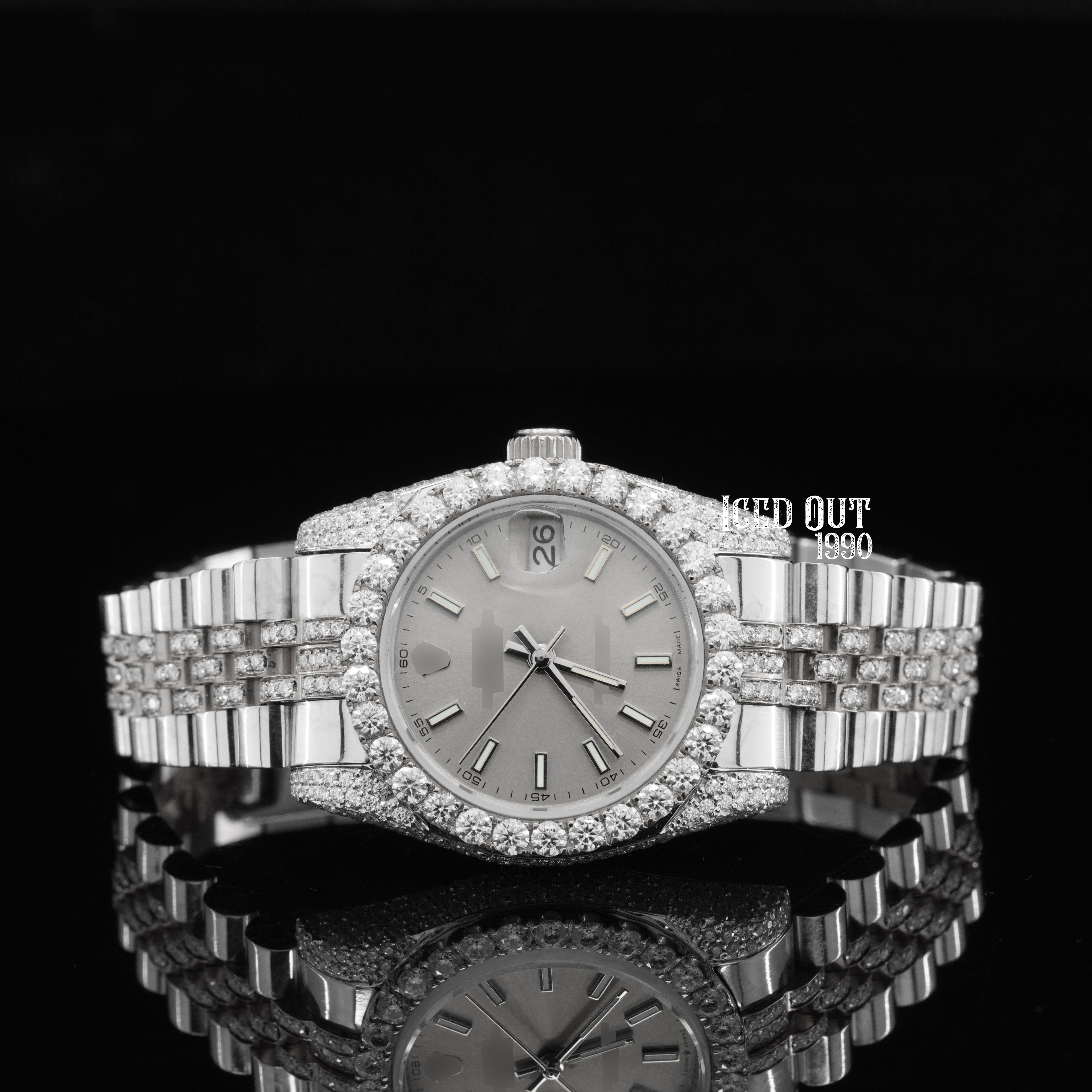 Elegant Look Moissanite Diamond Fully Iced Out & Automatic Business Watch For Women