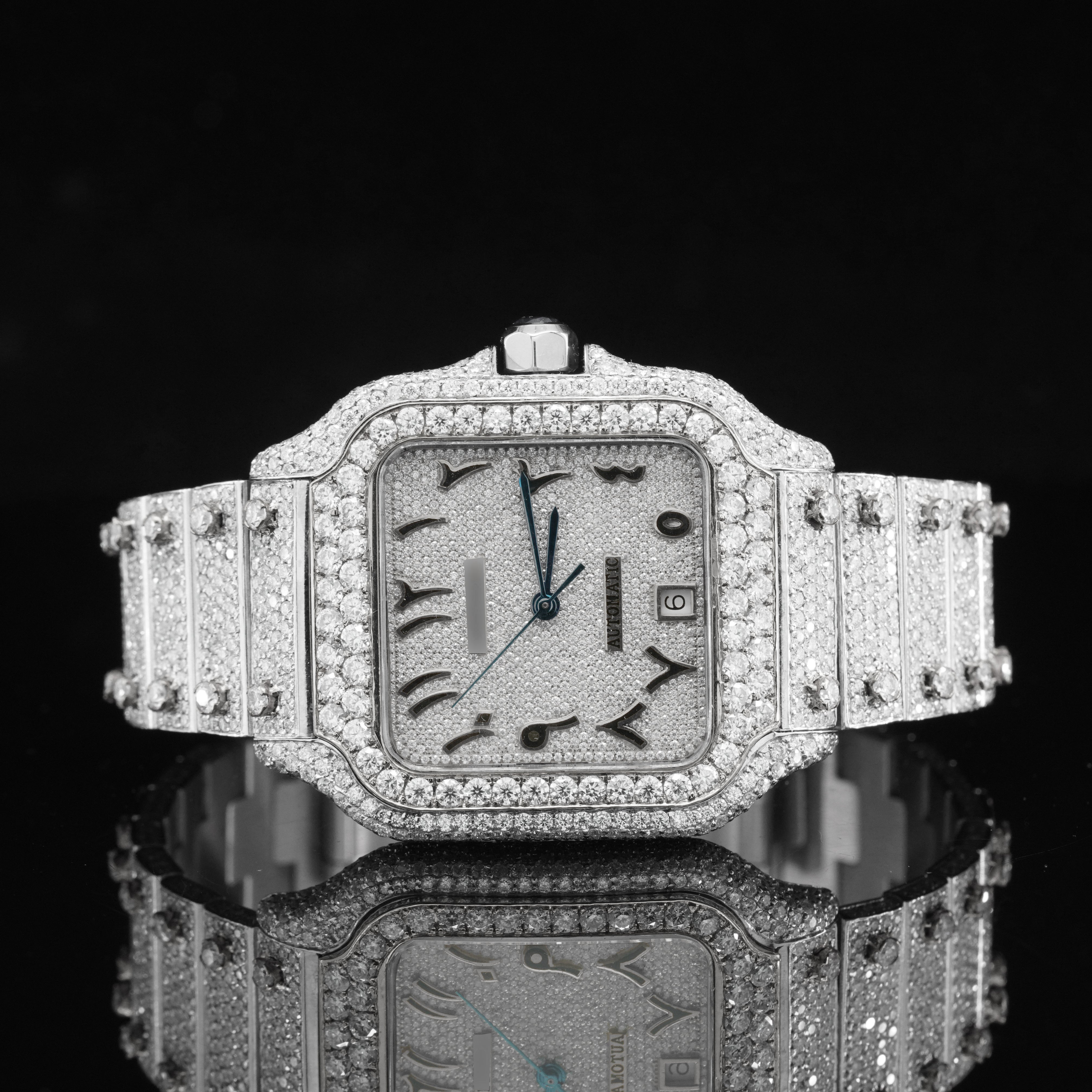 Epic Design Arabian Number Fully Iced Out And Automatic Moissanite Watch For Men