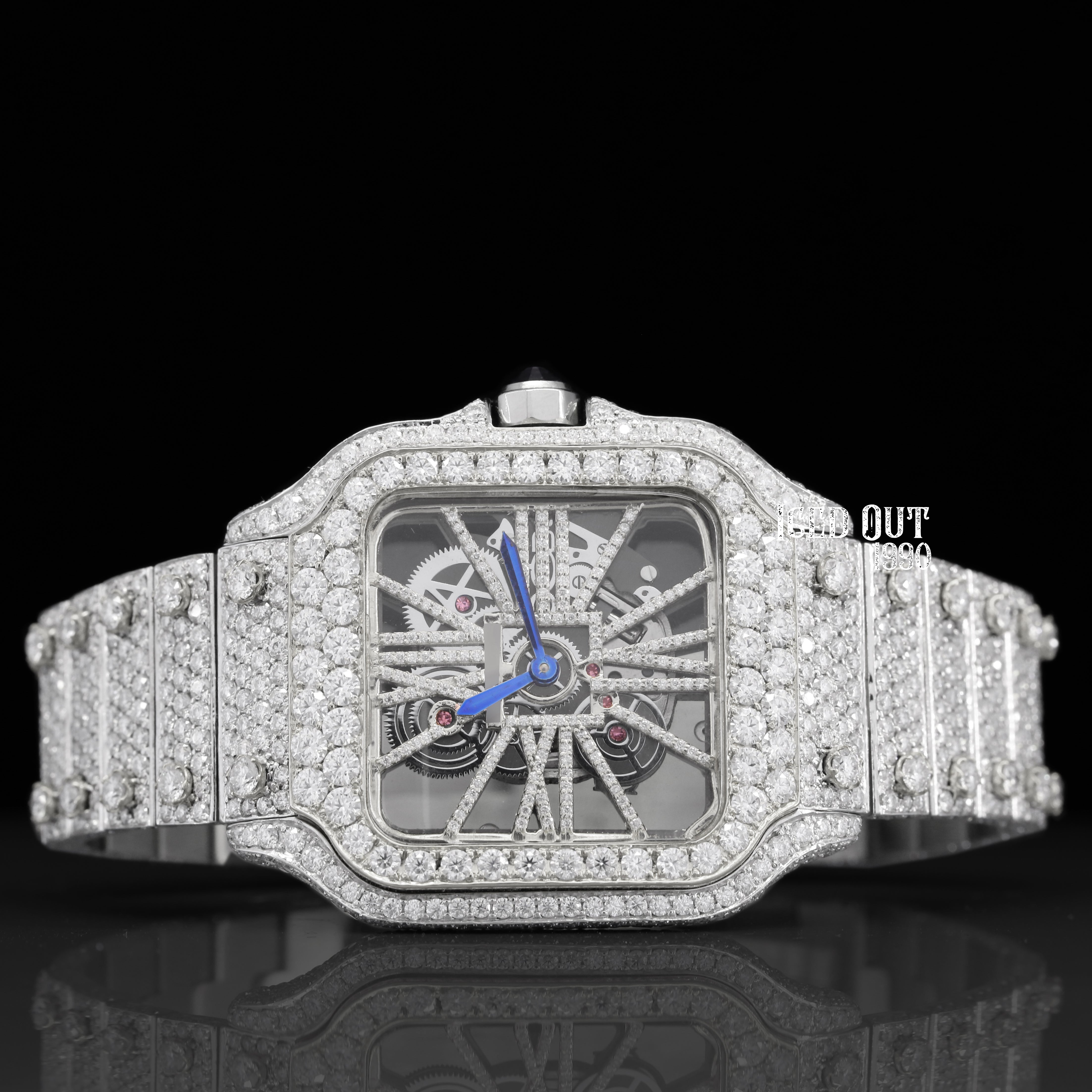 Luxuries Moissanite Diamond Fully Automatic Iced Out Skeleton Style Watch