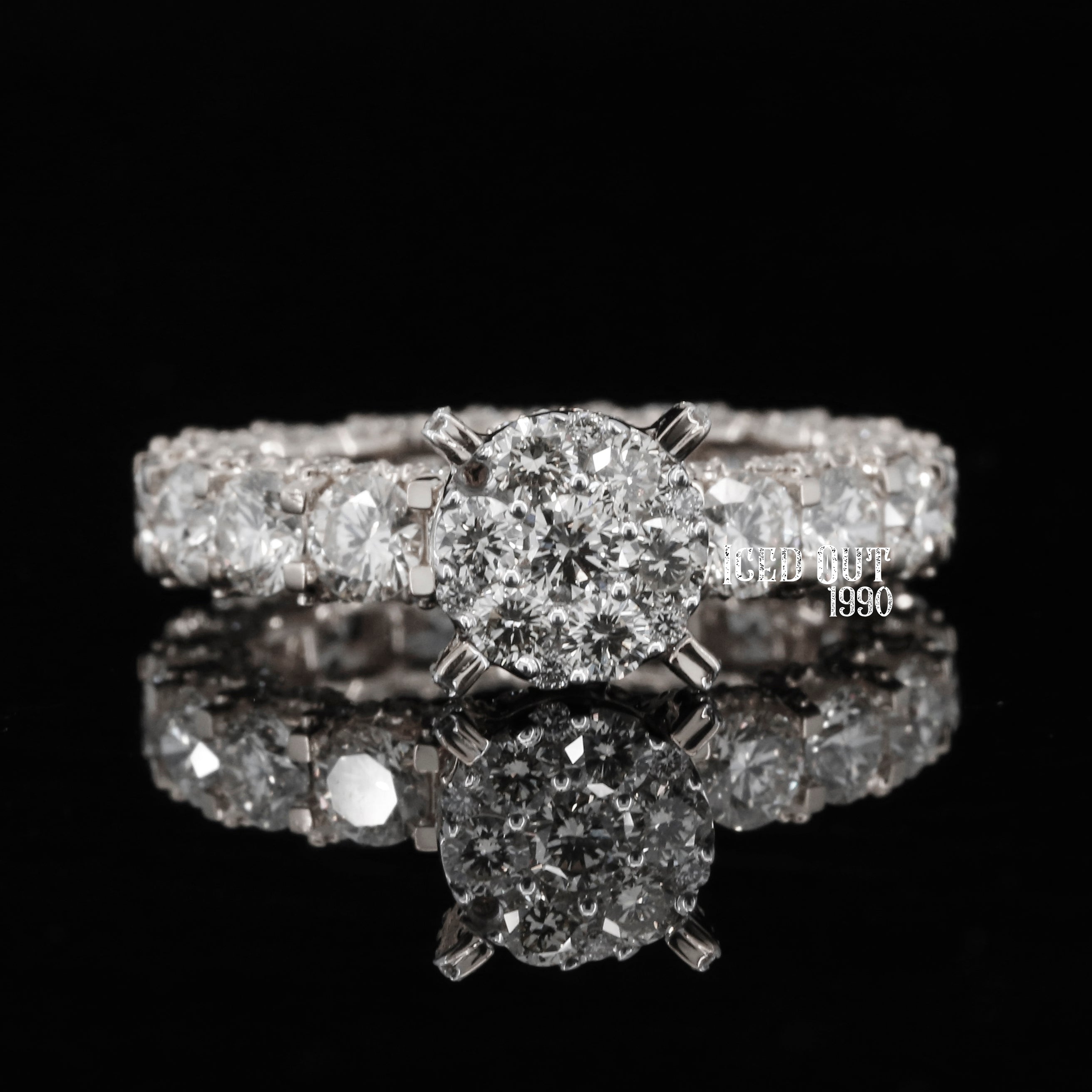 5.70 Carat Moissanite Round Cut Diamond Halo Pave Men's Ring