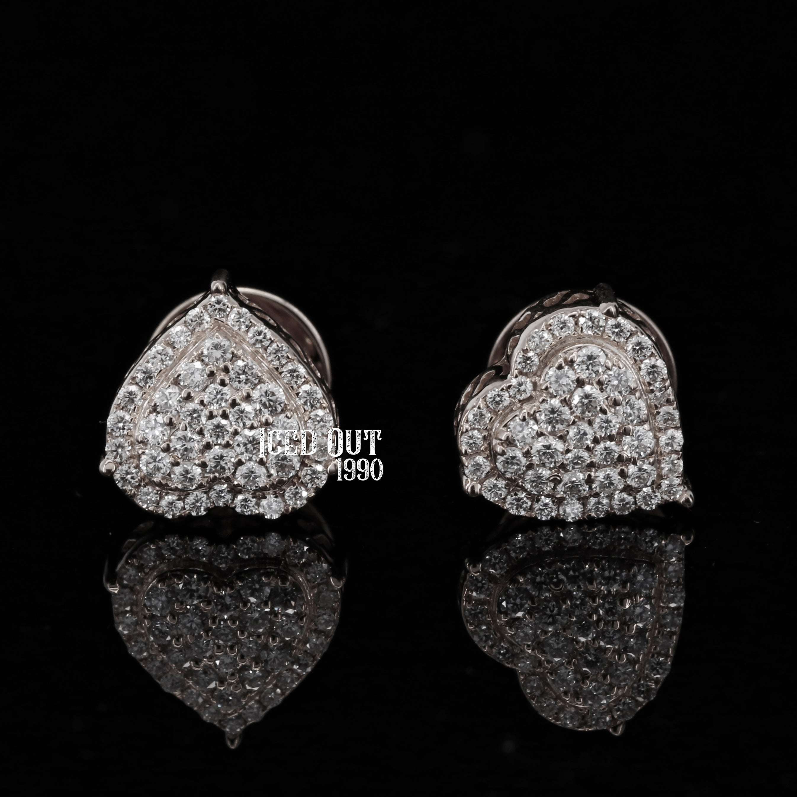 0.83 Carat Round Cut Moissanite Hip Hop Two Tone Heart Shape Earring