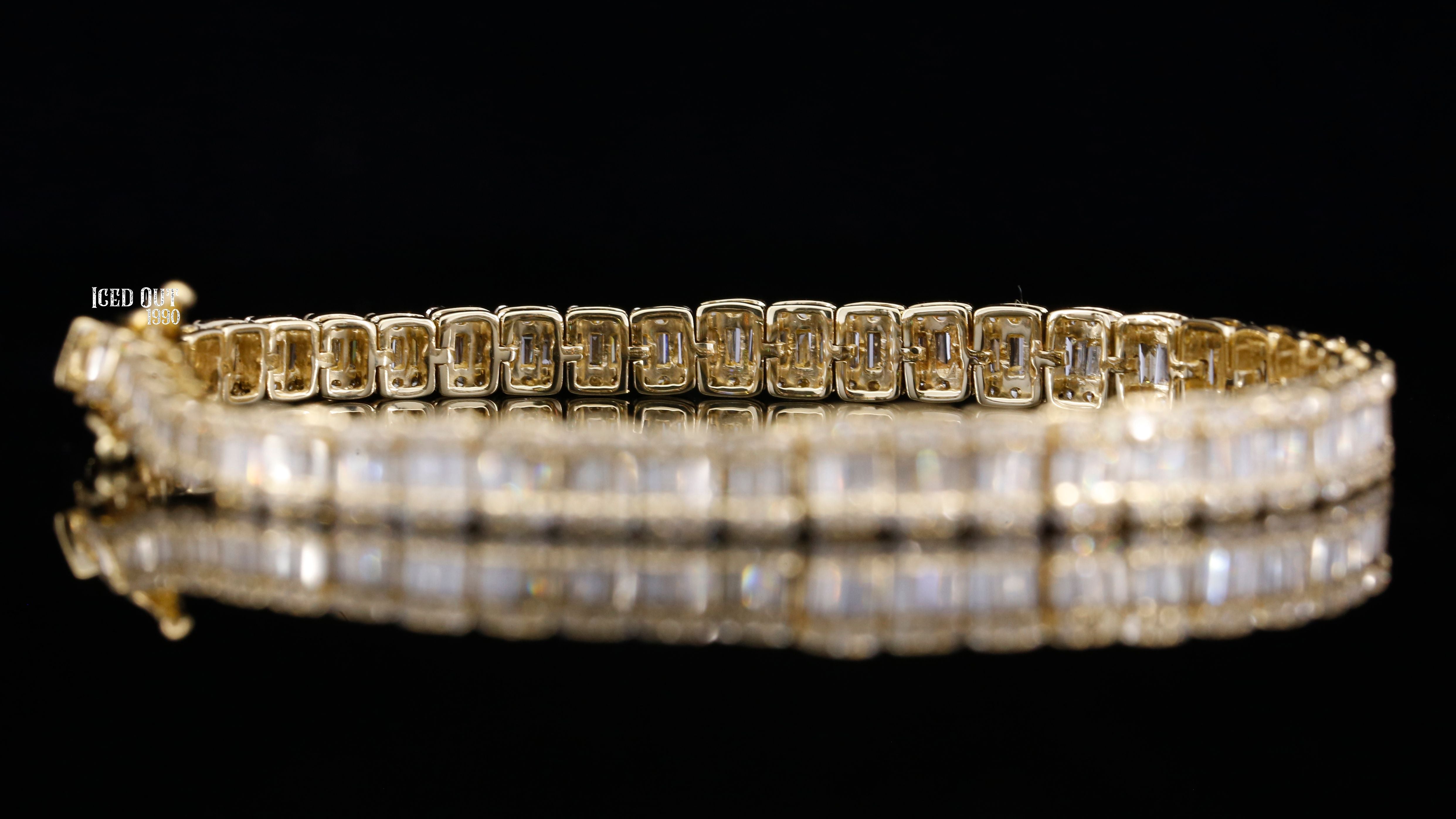 Baguette Cut And Round Cut Moissanite Hip Hop Tennis Bracelet