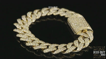 Iced Out Round Cut Moissanite Diamond Cuban Bracelet